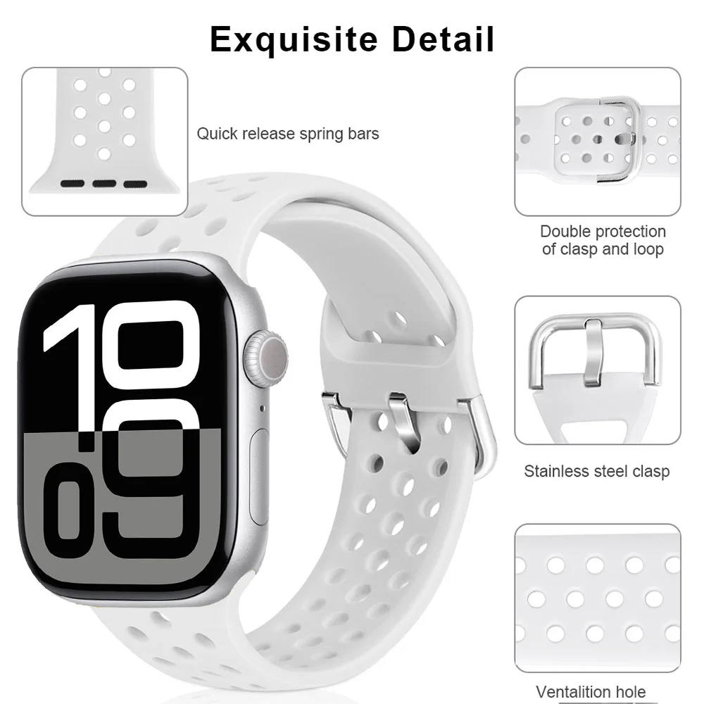 Силиконовый ремешок для Apple Watch, ремешок 44 мм, 45 мм, 46 мм, 49 мм, 42 мм, 41 мм, 40 мм, спортивный браслет iWatch Series 10 Ultra 9 8 7 SE 6 5 SE 4