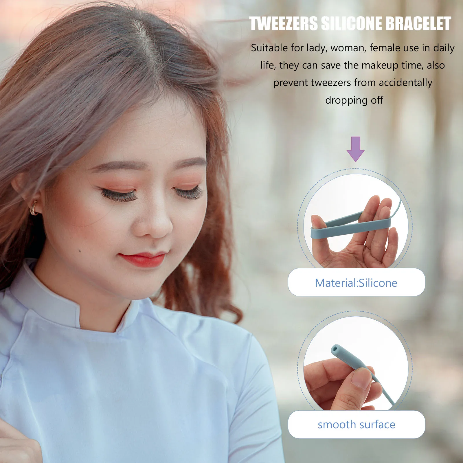 Suporte para pinça de cílios, pulseira de silicone premium, leve, fácil de transportar, aderência antiderrapante para ferramentas de extensão de cílios, maquiagem diária