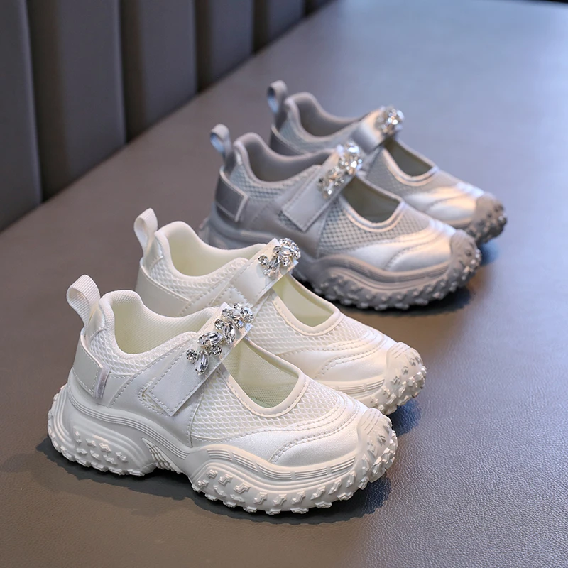 

Children's Sports Sandals Mesh Breathable Girls Summer Shoes Luxury Rhinestone Kids Fashion School Running Sandals Chunky New