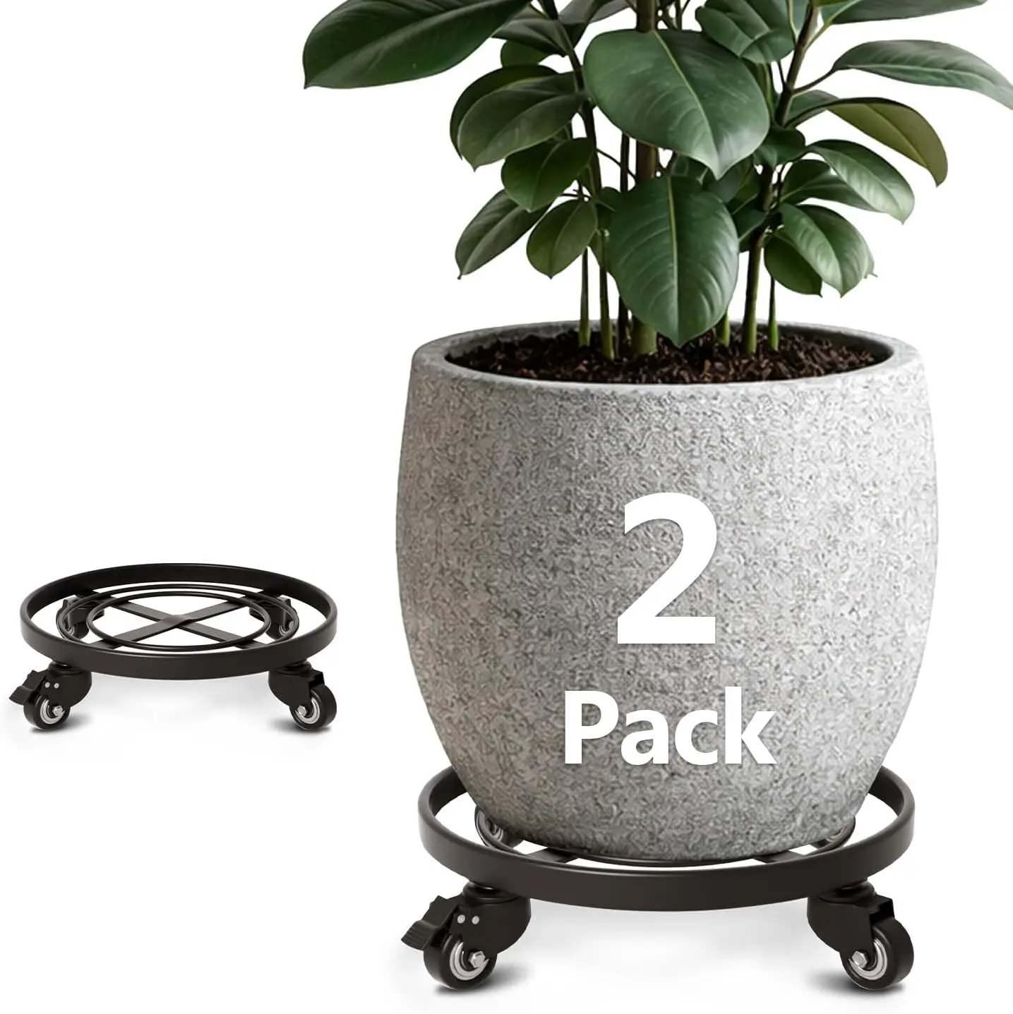 

Прочная подставка для растений на колесах, диаметр 14 дюймов, комплект из 2 штук, передвижная подставка для использования в помещении и на улице
