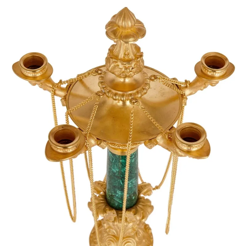 Malachite candle holder with removable brass holder, self-adhesive eco-friendly home decoration garden decoration