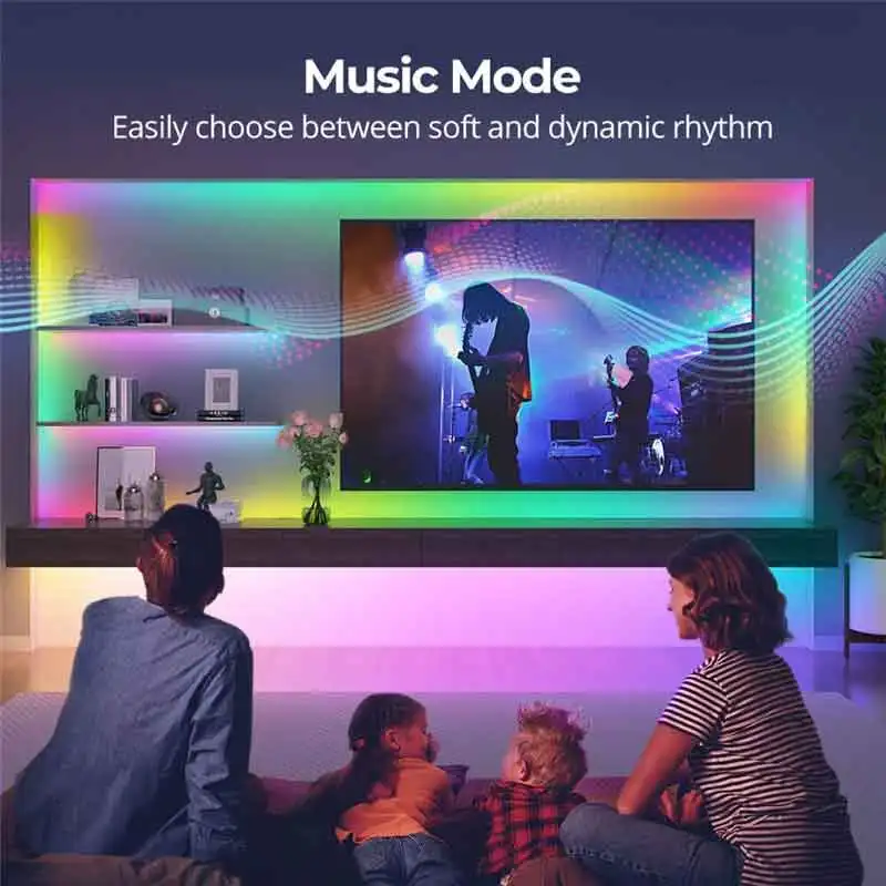 Guirnalda de luces Led RGB de 20M, adorno inteligente para exteriores, línea de cuero para fiesta, IP65, lámpara de música Bluetooth, cadena de luces de hadas, iluminación de vacaciones