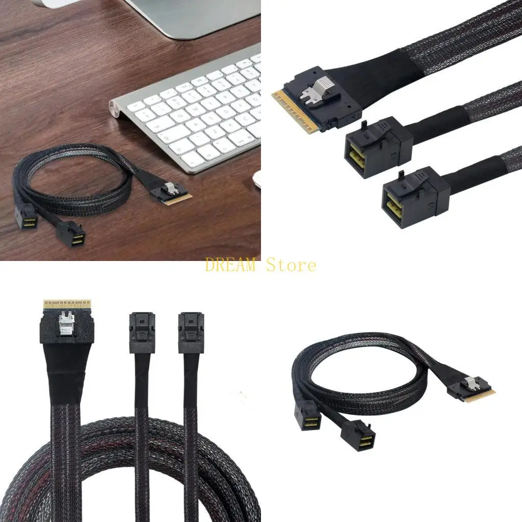 

For Slim SAS4.0 Compatible SFF-8654 8i to 2x SFF-8643 Array Card Data Transfer Cable Fast Transfer best sale