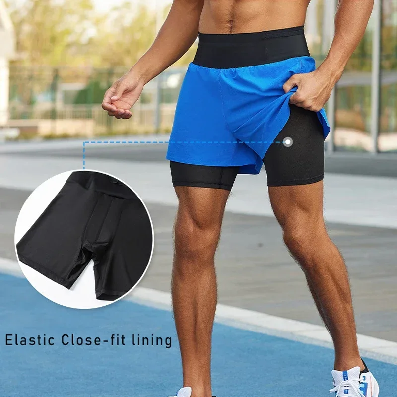 

Men Trail Running Shorts Quick Dry Lightweight Double Layer Pocket Marathon Training