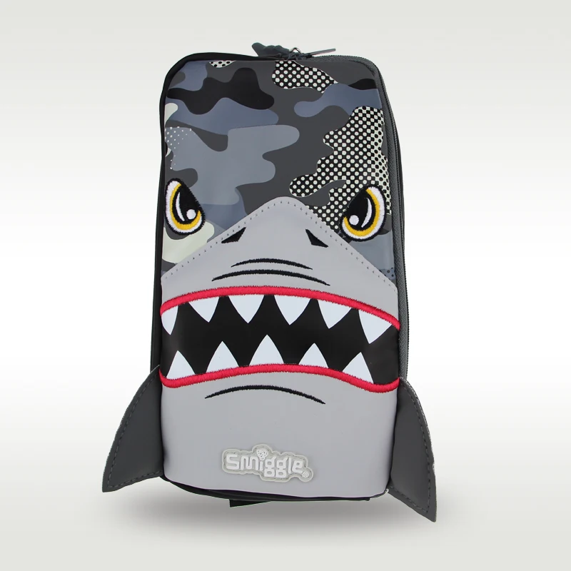 Australia Smiggle Original Hot Selling Pencil Case Student Cool Pencil Case Grey Shark Large Capacity Tote Bag