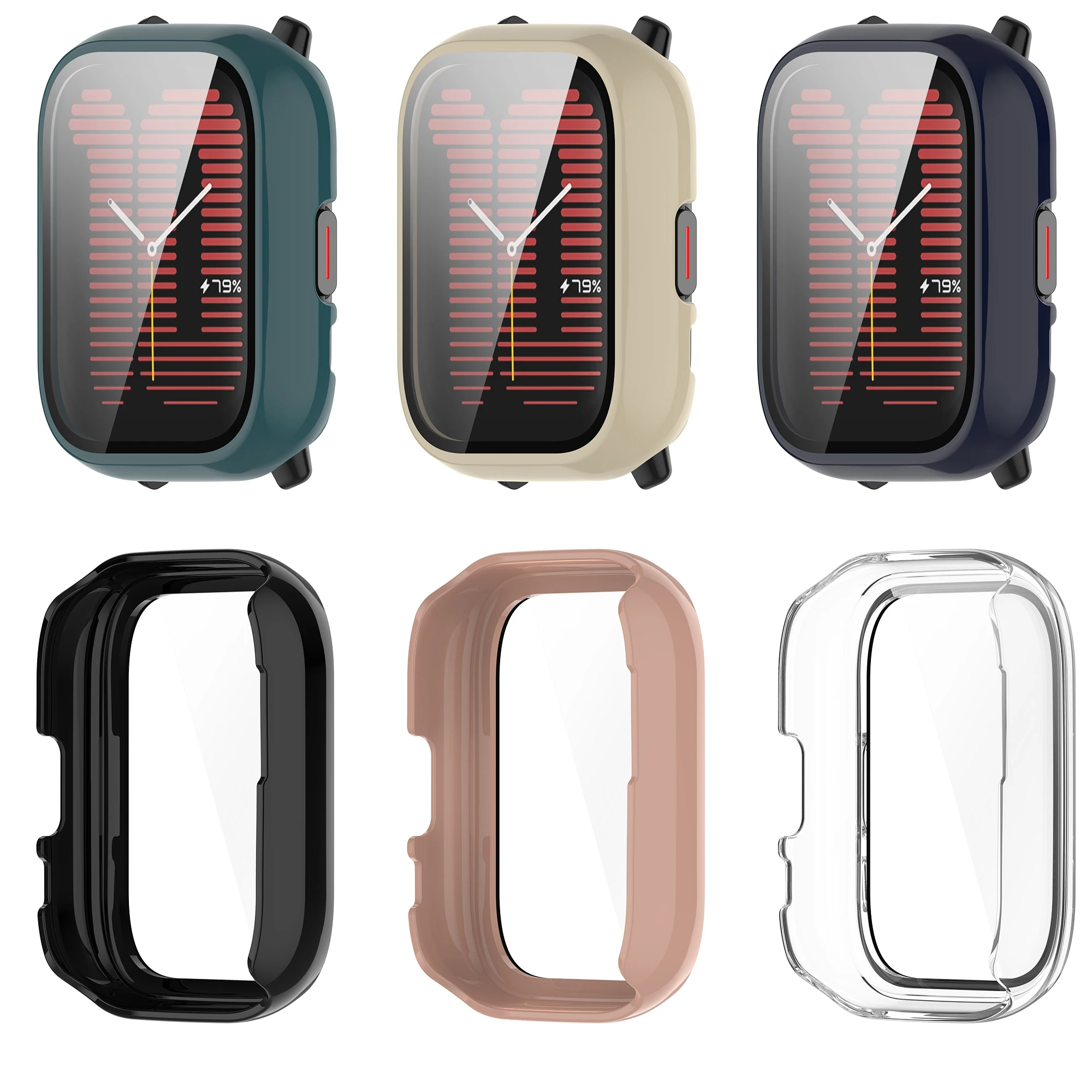 Hard Edge Shell Glass Screen Protector Smartwatch Frame Case para Amazfit Active Smart Watch Acessórios para capa protetora