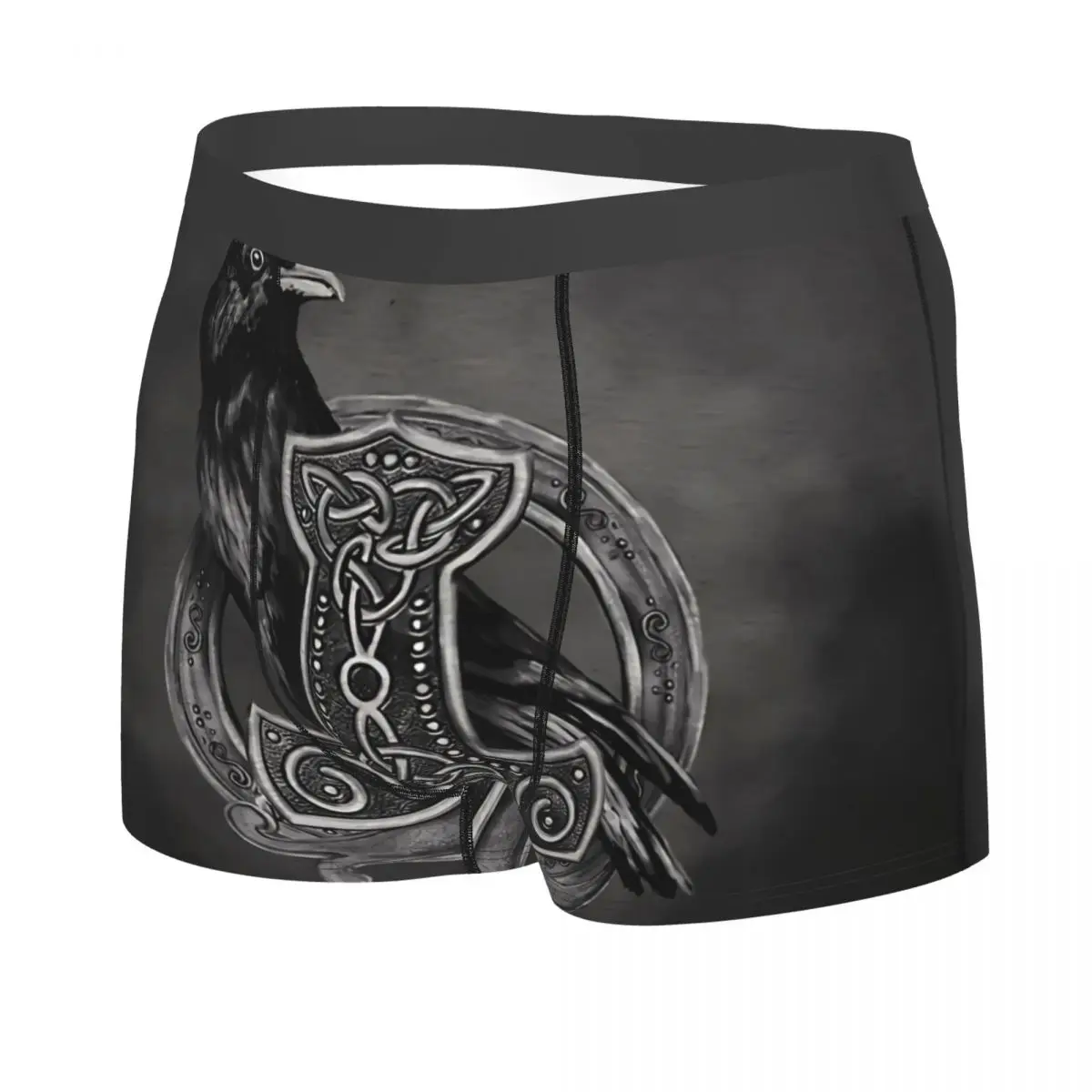 Mjolnir The Hammer Of Thor And Raven Man's Boxer Briefs Underpants Greek Viking Highly Breathable High Quality Birthday Gifts