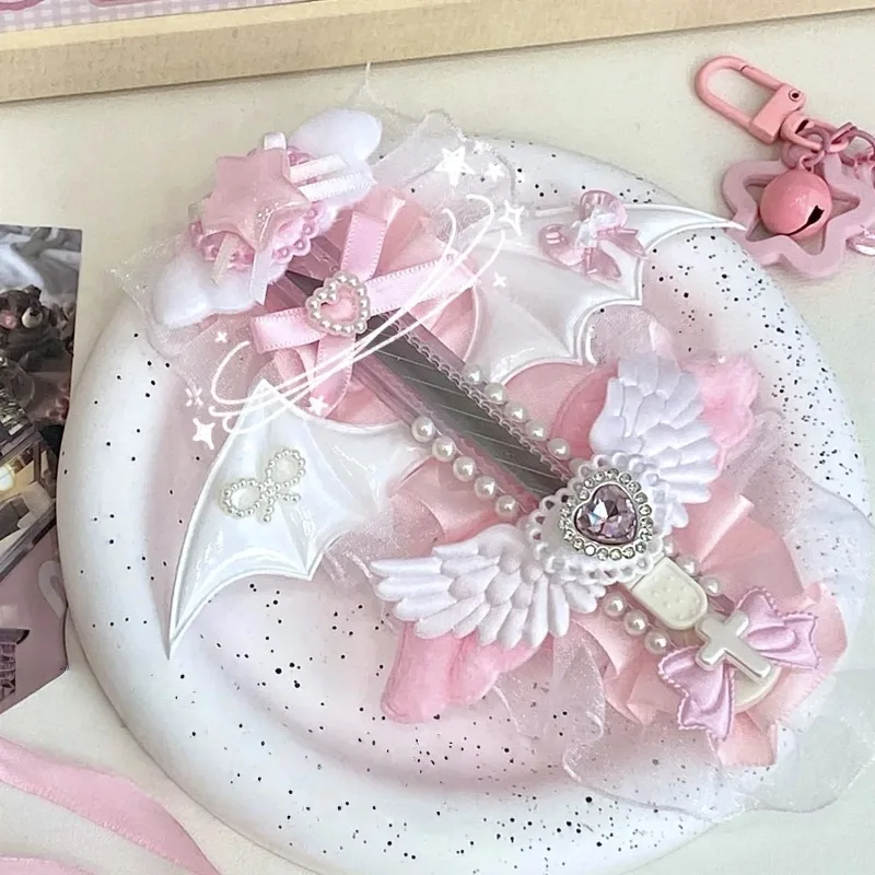 Cute Ins Angel Wings Art Knife Mini Utility Cutter Retractable Letter Opener Portable Cute Opener Paper Cutting Tool