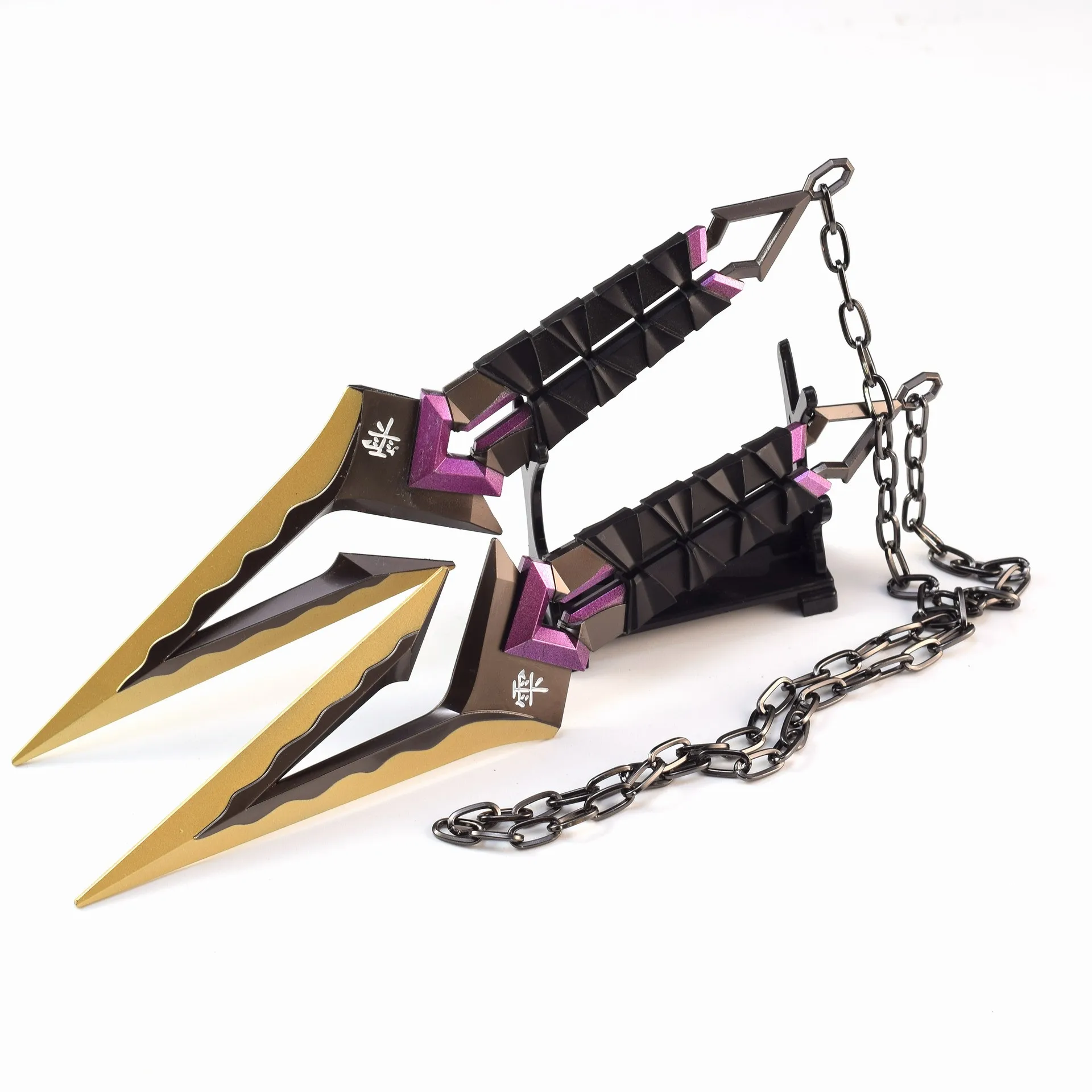 22cm Kuronami no Yaiba Variant Purple Ninja Kunai Keychain Valorant Game Peripheral Full Metal Weapon Sword Model Ornament Craft