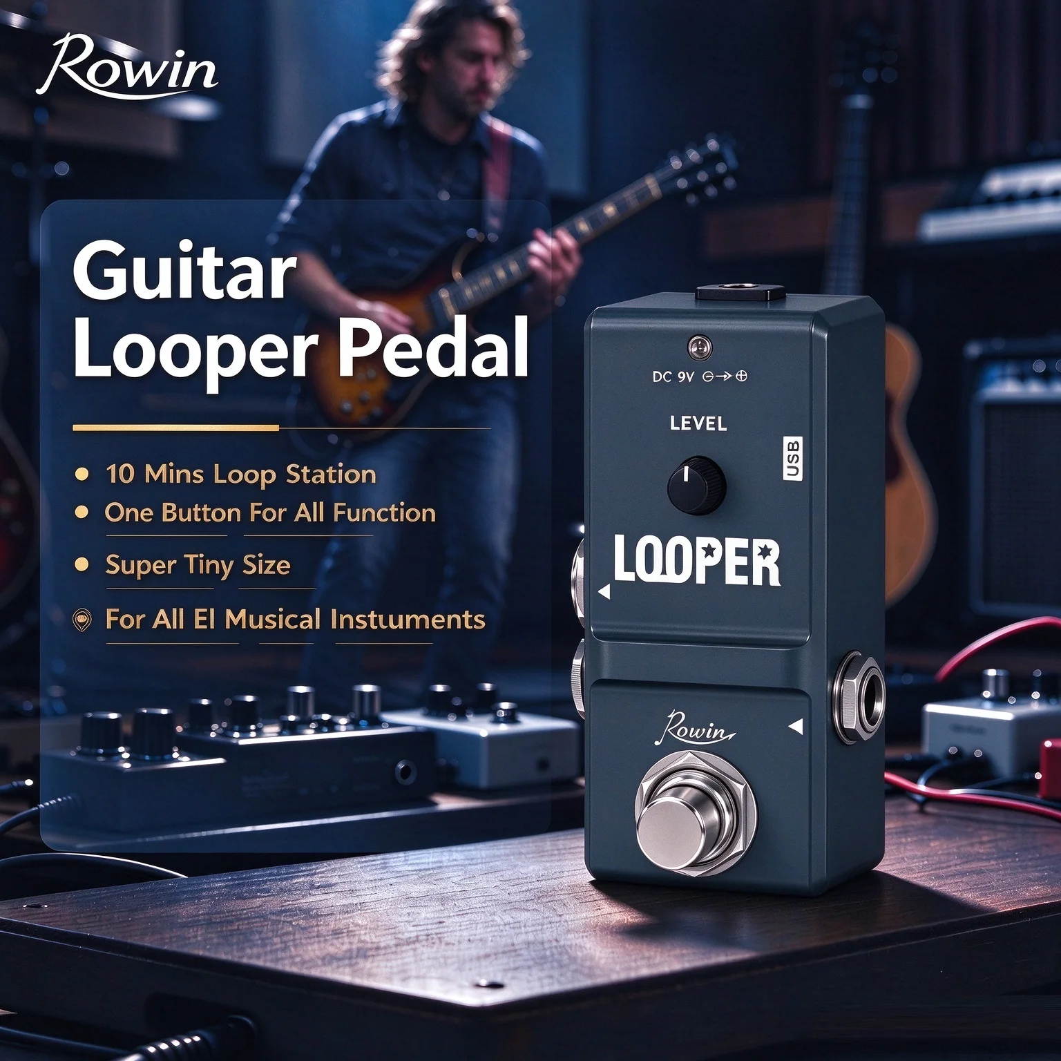 ROWIN NANO Looper Pedal 10 Mins Super Tiny Size One-Key Stompbox
