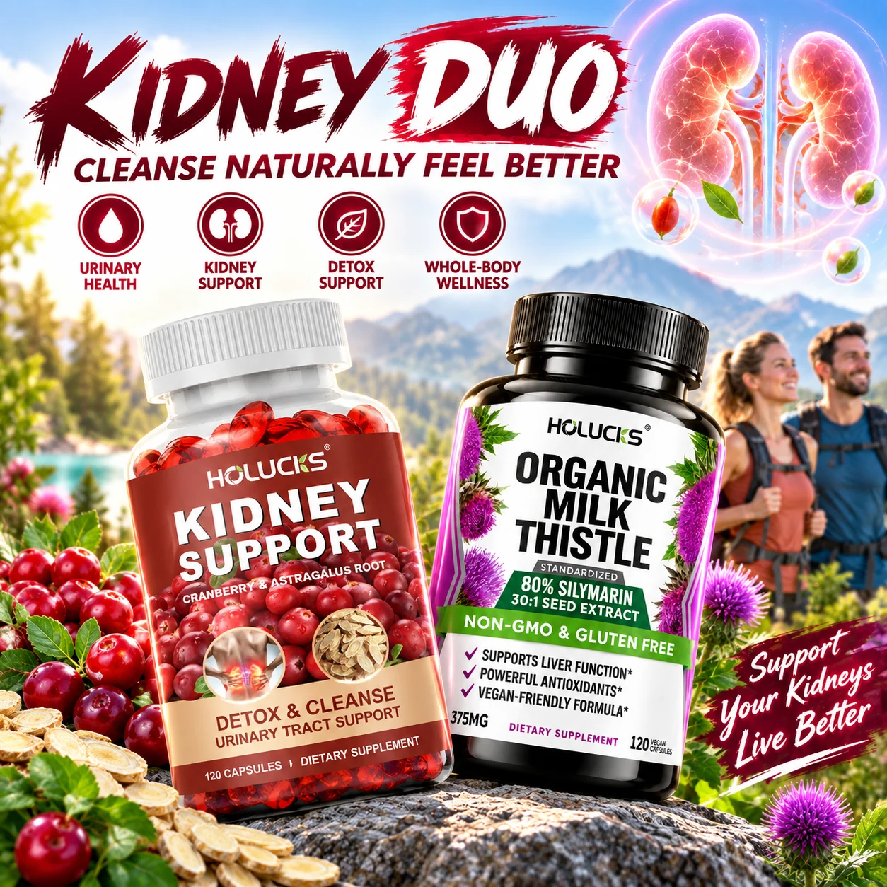 Milk Thistle Silymarin - Kidney Liver Health Capsules, with Milk