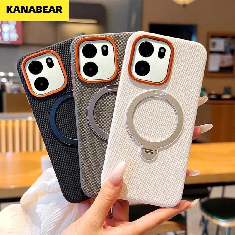 

Golden Armor Magnetic Case for OnePlus Turbo 6/Turbo 6V, Leather Texture 360° Rotatable Stand Full Body Shockproof Trendy Cover