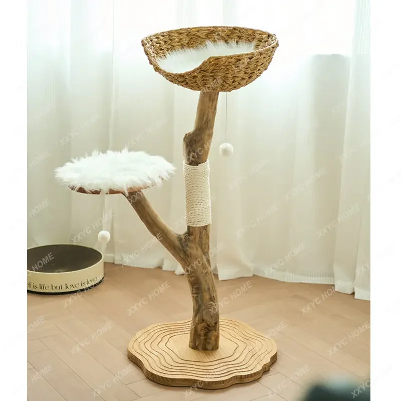 

Display Double-Fork Solid Wood Cat Tree Cat Climbing Frame gimnasio para gato katten accessories accesoire chat