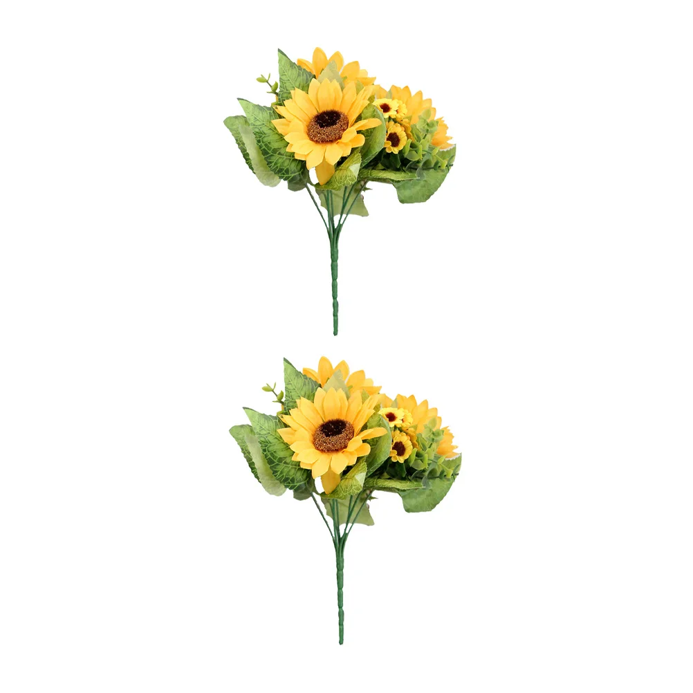 

2Pcs Artificial Sunflower Bouquet Small Simulation Flower Decoration Home Wedding Store Fake Sunflower Bouquet