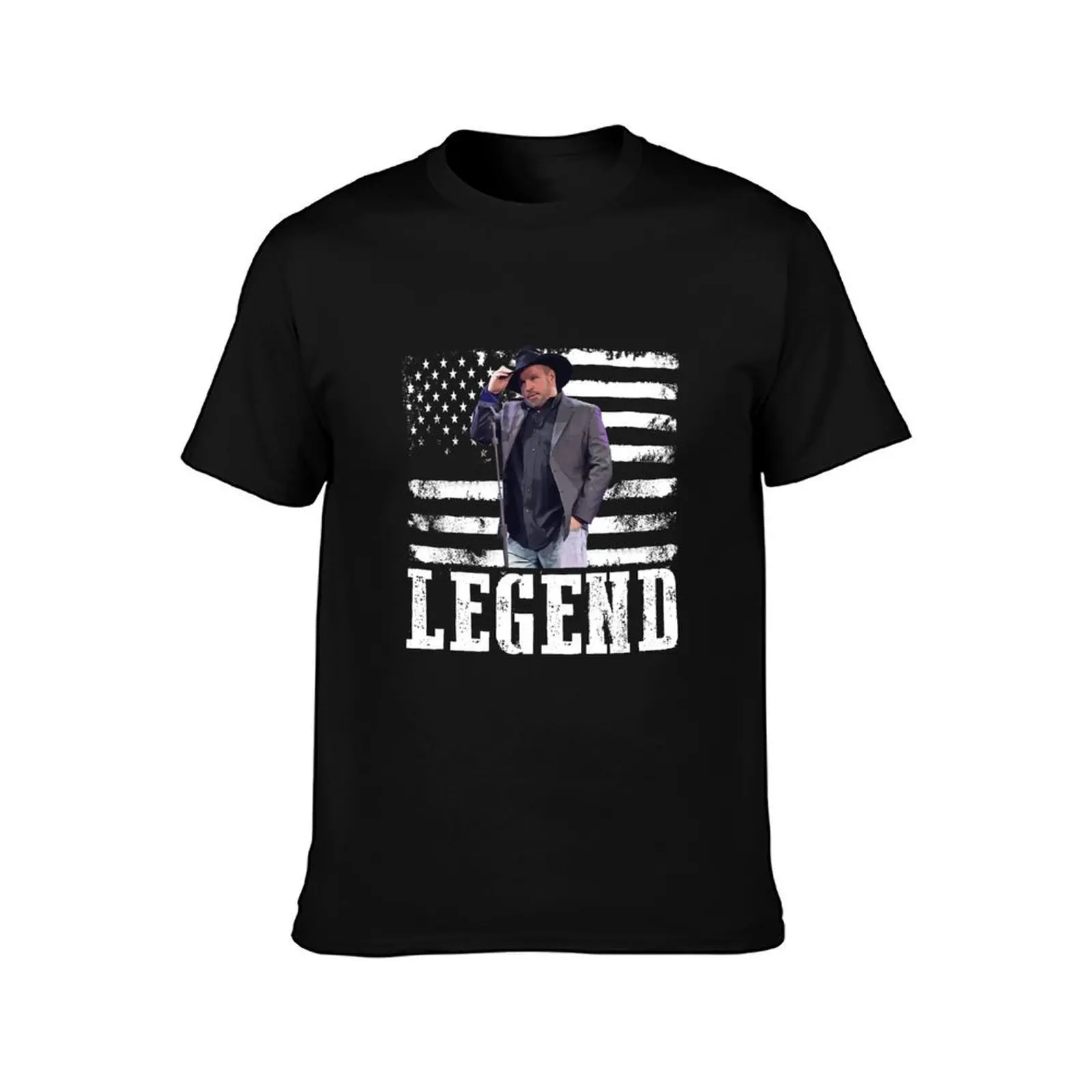 Distressed American Flag Music Garth Brooks Legend T-Shirt, Summer Casual Cotton Tee, Oversized Streetwear Tops, 100% Cotton
