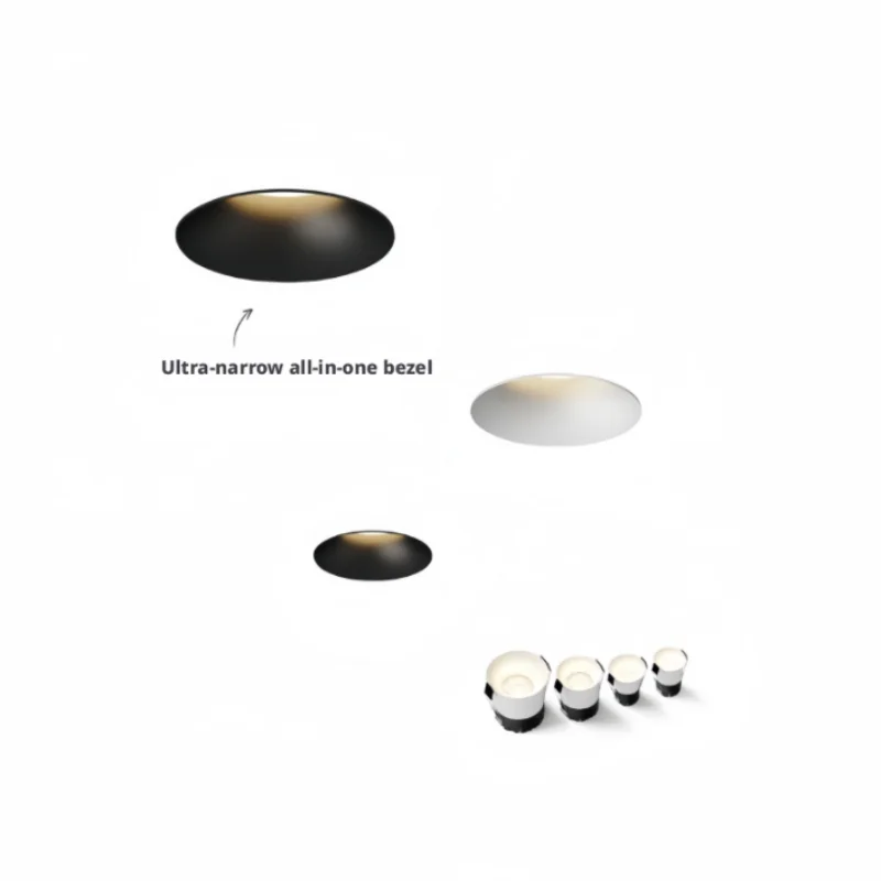 Ultra-thin curved surface spotlights, embedded recessed main lights, anti-glare ceiling tubes, 35-75MM opening