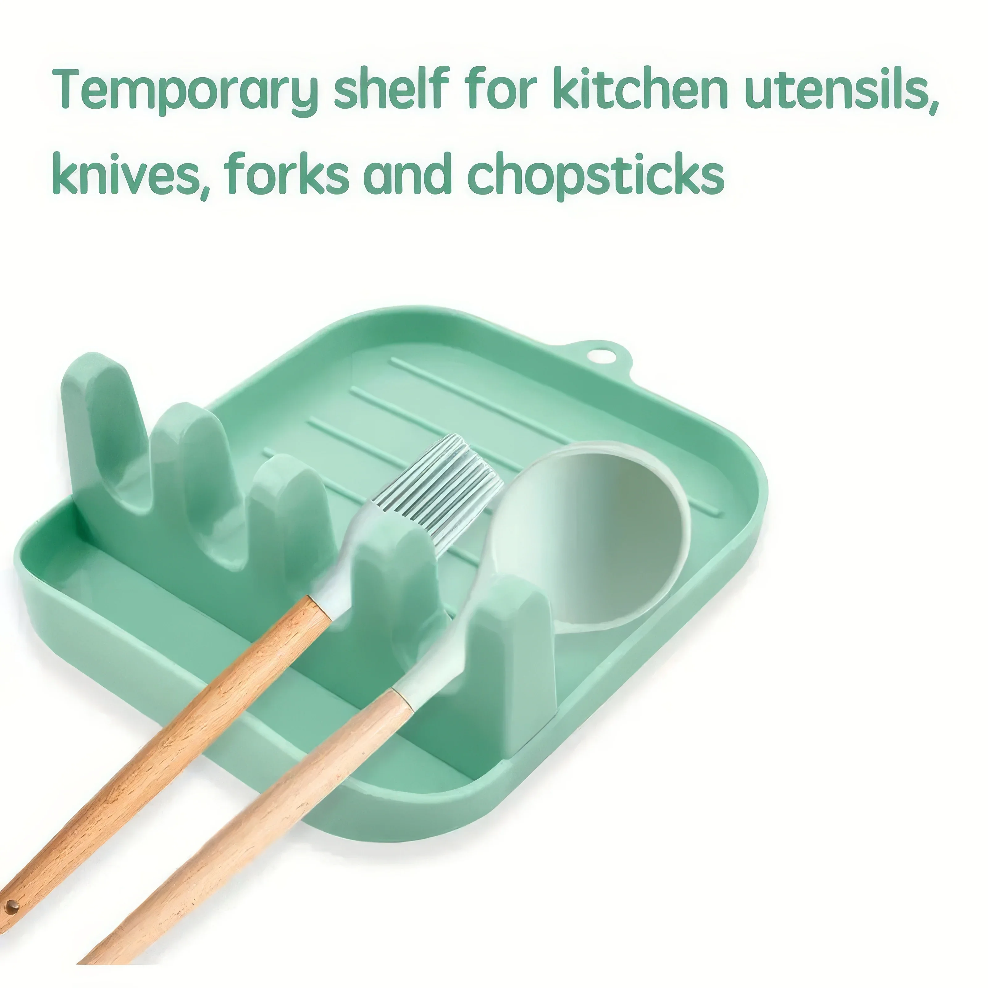 1 Multifunctional Cutlery Rack, Green, Kitchen Drain Storage Rack, Household Kitchen Utensil Storage and Organizing Tool - Detail 1