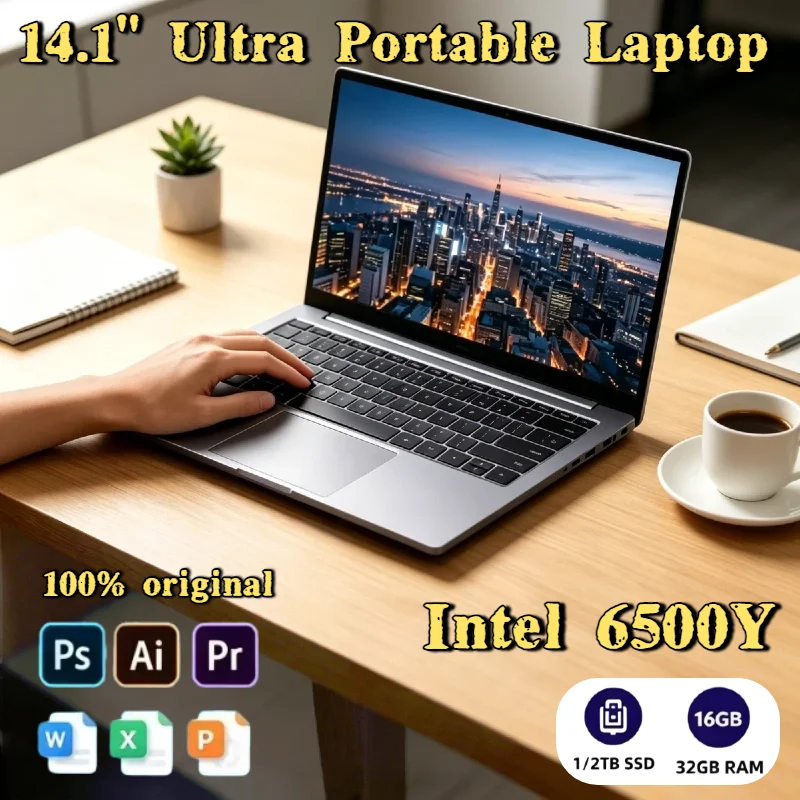 

Lightweight 14.1 Inch Laptop Intel 6500Y 32GB RAM 2TB SSD 5000mAh Windows 11 Backlit Keyboard Fingerprint for Business Gaming