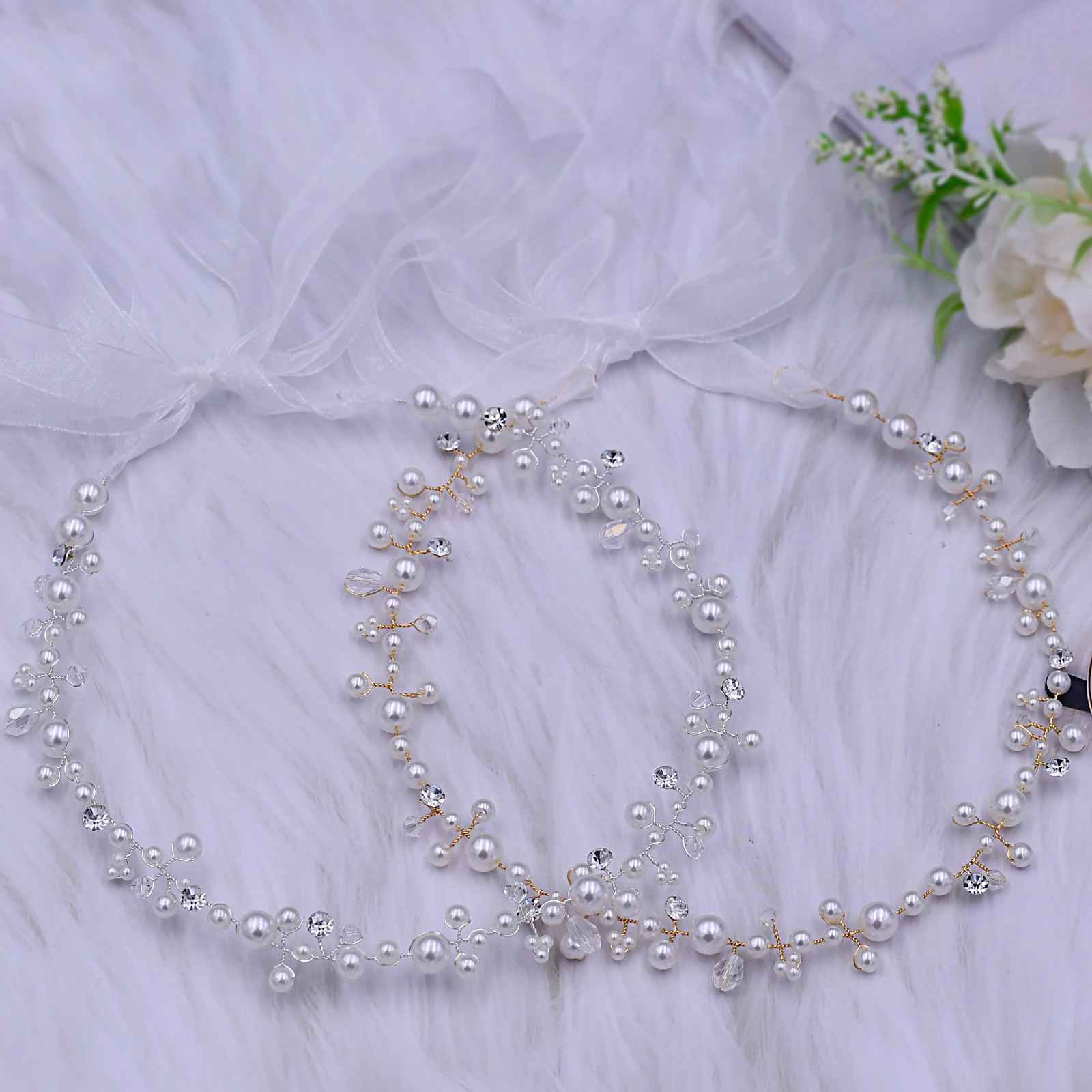 Hp03 Strass Bruiloft Haaraccessoires Diamant Haarband Trouwband Bruids Hoofddeksel Zilver Gouden Bruid Tiara Hoofddeksels