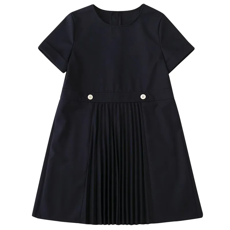 Female Child Clothes Girls Dresses Children's Summer Pleated Dress School Sundress  Dress Children's Navy Bluey Skirt Thin Women