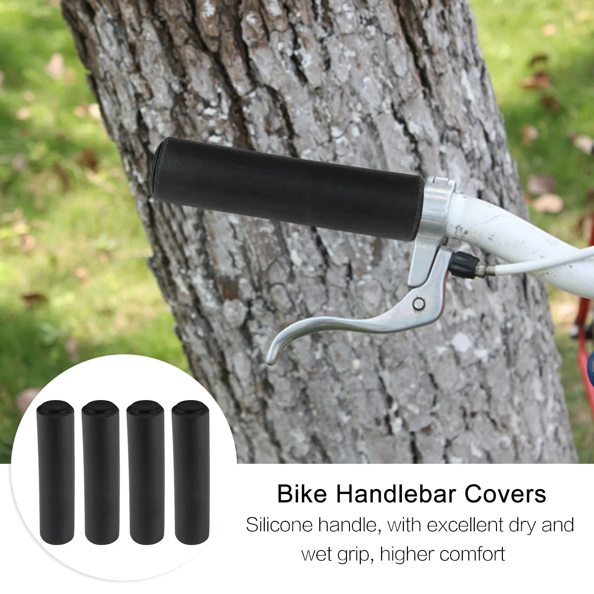 1Set Cycle Handle Grips Shock Absorbing Anti-Slip Silicone Gel Durable Lightweight Safe for Men and Women Bike Handlebar Covers