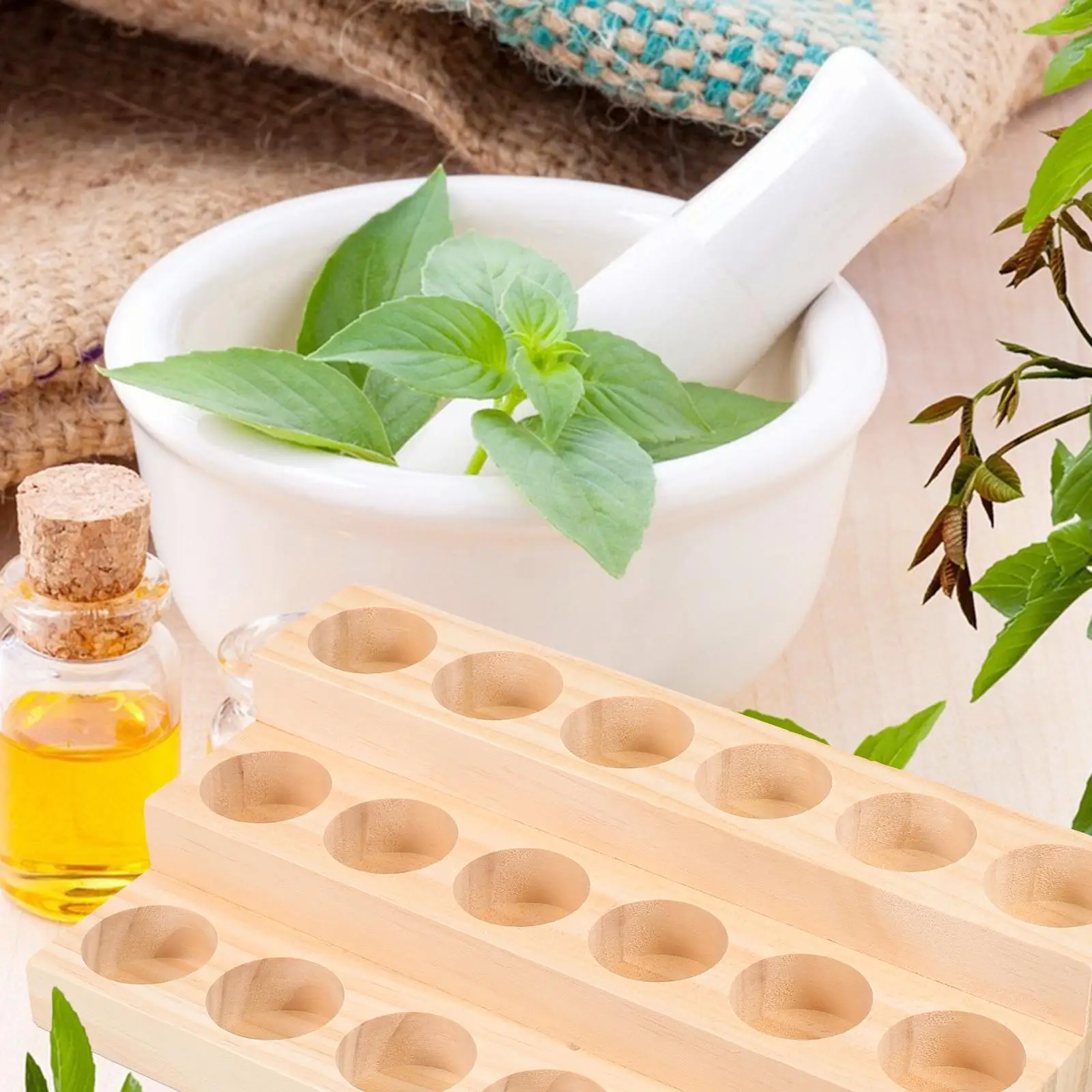 Ganizer per oli essenziali in legno Scaffale per diffusore per aromaterapia di grande capacità a 3 strati Scatola di immagazzinaggio leggera Portabottiglie