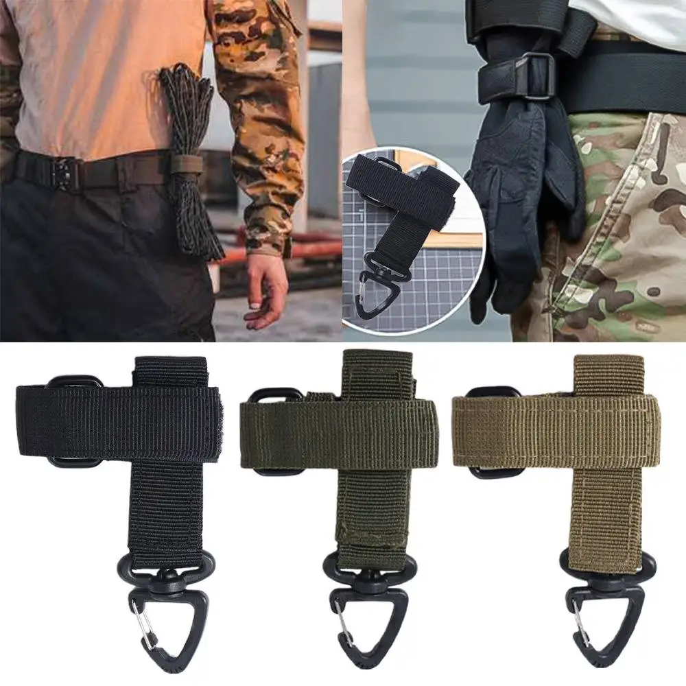 

Triangle Quick Release Gloves Hook Rotatable-hanging Head Safe Molle Camping Carabiner Durable Protect Webbing Gloves Hook Molle