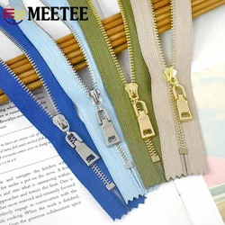 5Pcs Meetee 15/18/20/25/30cm 3# Metal Zippers Close-End Auto Lock Zips for Bag Garment Zip Closure Repair Sewing Accessories