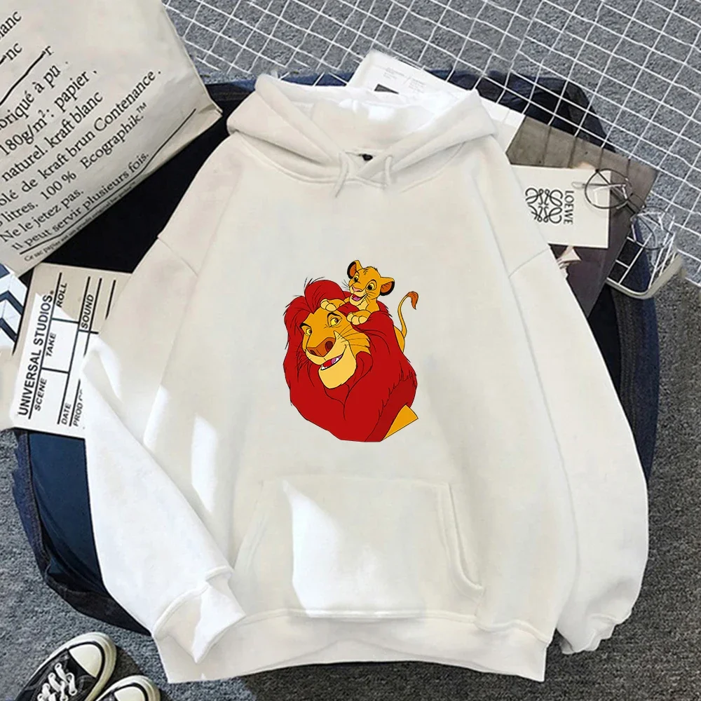 Disney Hoodies Womens The Lion King Simba Clothing Autumn Winter Fashion Kawaii Pullover Cartoons Warm Hooded Sweatshirt Femme