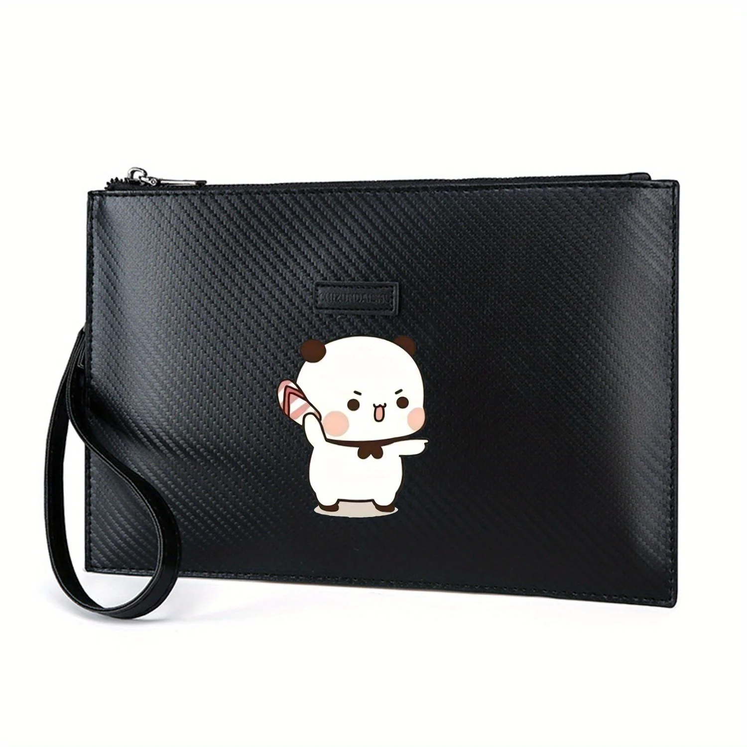 Lindo panda caramelo piruleta punto de mano elegante impreso PU bolso de hombre de moda y práctico para el transporte diario