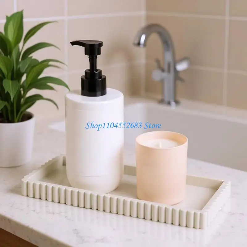Rectangular Counter Tray for Sink-Side Storage, Raised Scalloped Holder for Bathroom Counter and Kitchen Counter Use 