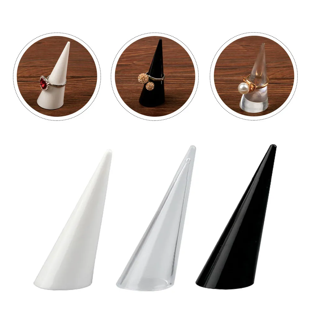 

6pcs Cone Shape Acrylic Ring Display Stand Jewelry Rings Holder Organizer For Retail Stores Trade Shows Home Jewelry Display