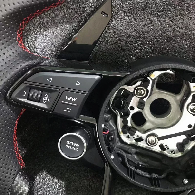 Car Carbon Fiber Steering Wheel With Shift Paddles For Audi A3 A4 A5 A6 A7 R8 RS3 RS4 RS5 RS6 Leather Steering Wheel Accessories