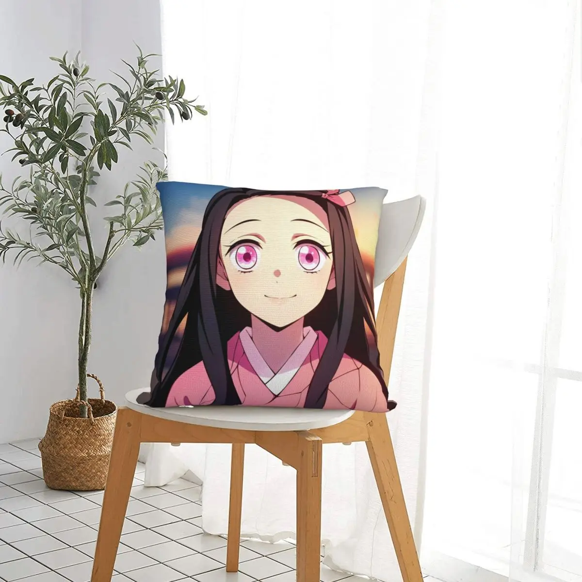 Anime Kawaii Nezuko Pillow Cases Demon Slayer Cushion Cover Custom Decor Throw Pillow Case Cover for Car 45*45cm