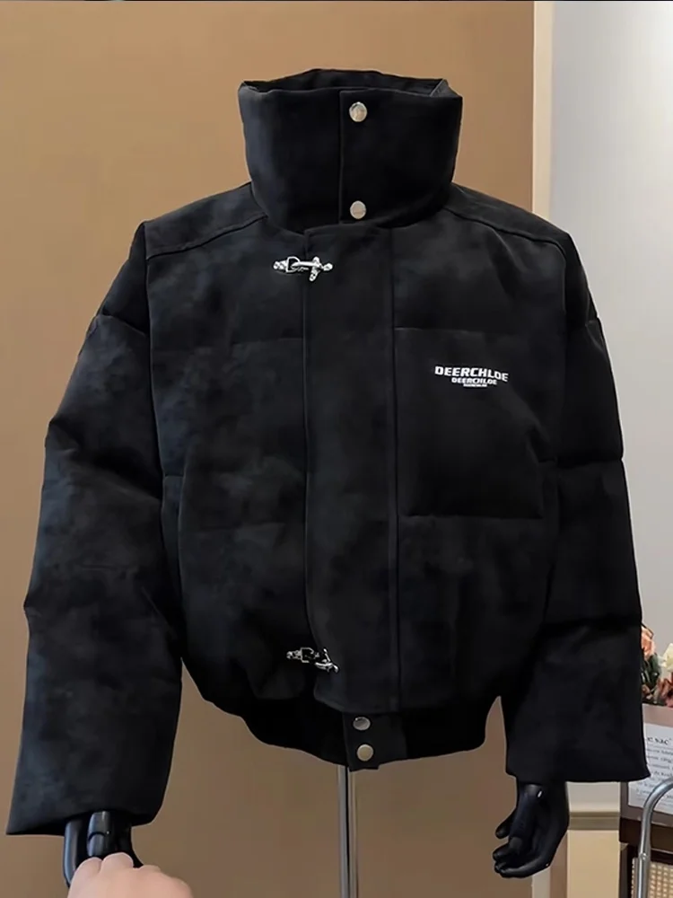 

Warmth Cotton Jaet American Dyed PU Leather ort Bread Sle Men's Winter Design Sense Airplane Bule Thiened Coat