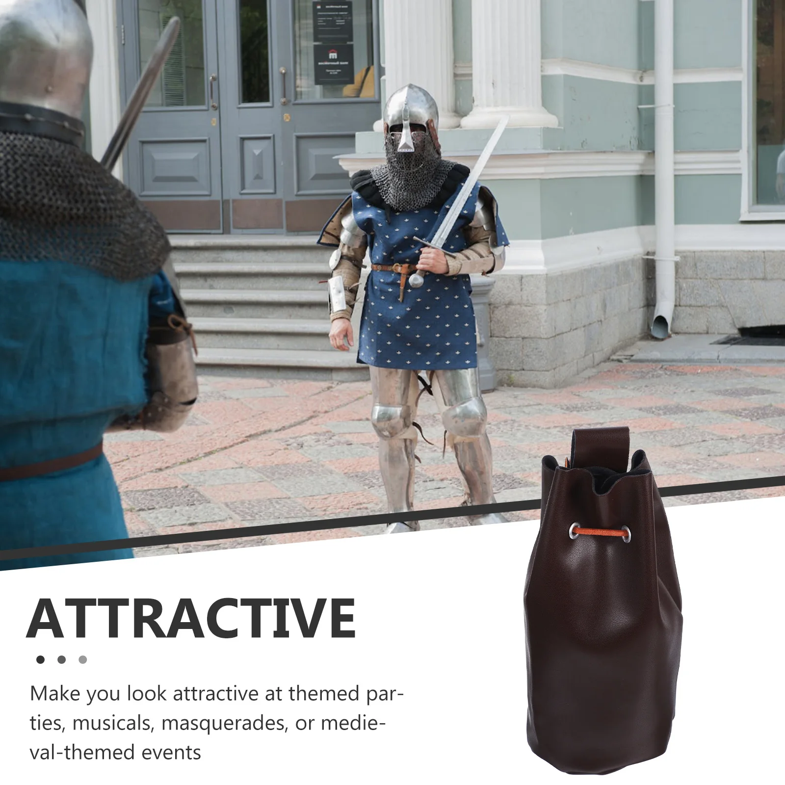 

1pc Pu Waist Pouch Vintage Medieval Bag For Renaissance Cosplay Party Favor Costume Waist Pack Portable Pouch