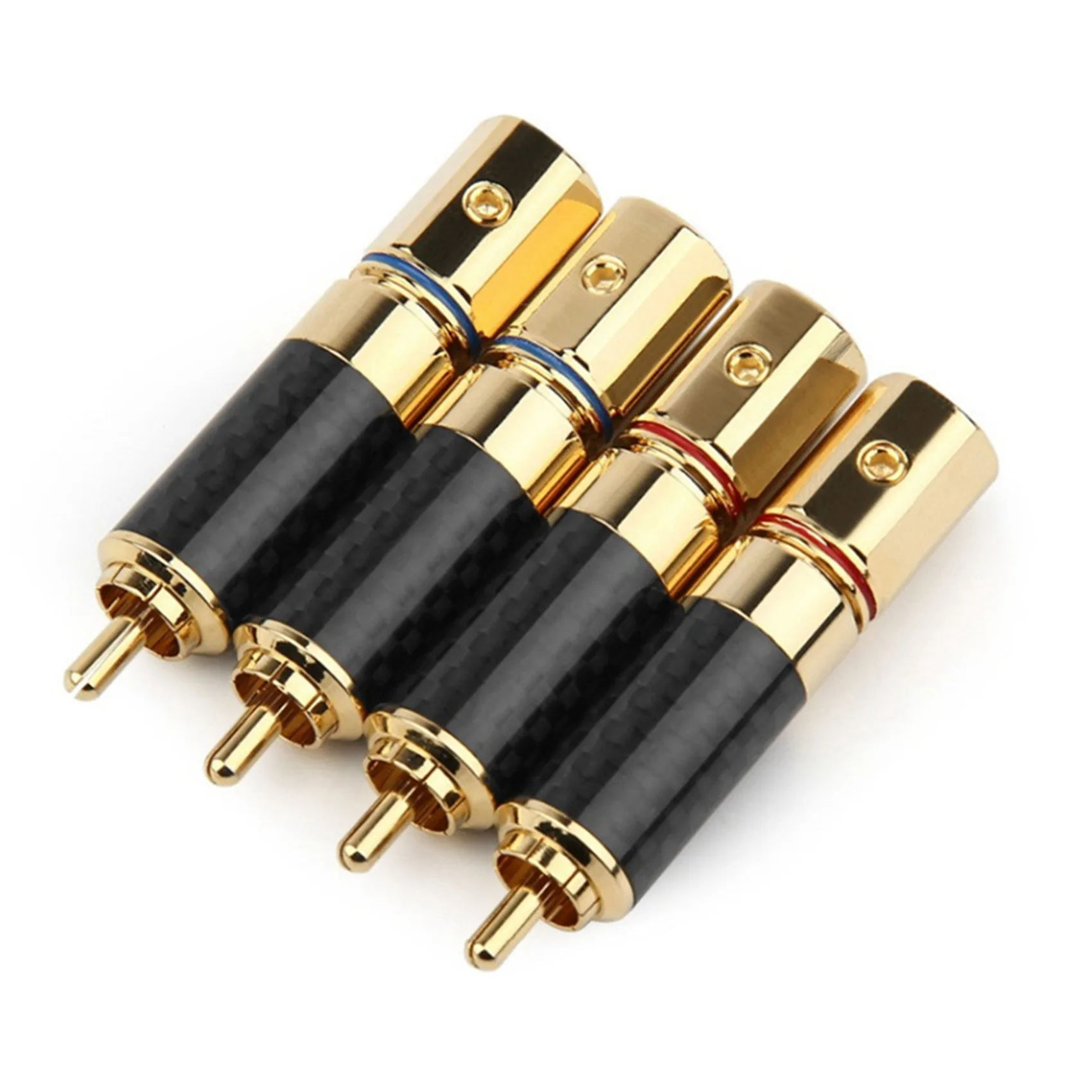 A02F-8X Hifi RCA Connector 10Mm Carbon Fiber Lotus Plug Speaker Terminal Audio Power Subwoofer Amplifier