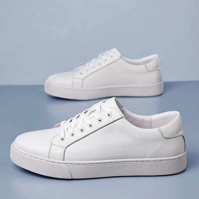 Genuine Leather Casual Men Women Flat Couple Shoes Full Grain Brand White Shoes 2022 New Arrival Fashion Sport Sneakers