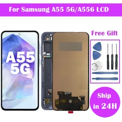 100% Test For Samsung Galaxy A55 5G Display SM-A556B SM-A556V LCD Screen With Touch Screen Digitizer Full Assembly with Frame