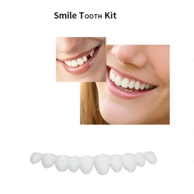 Perfect Fit Teeth Whitening Fake Tooth Cover Snap On Silicone Smile Veneers Teeth Upper Beauty Tool Cosmetic Teeth