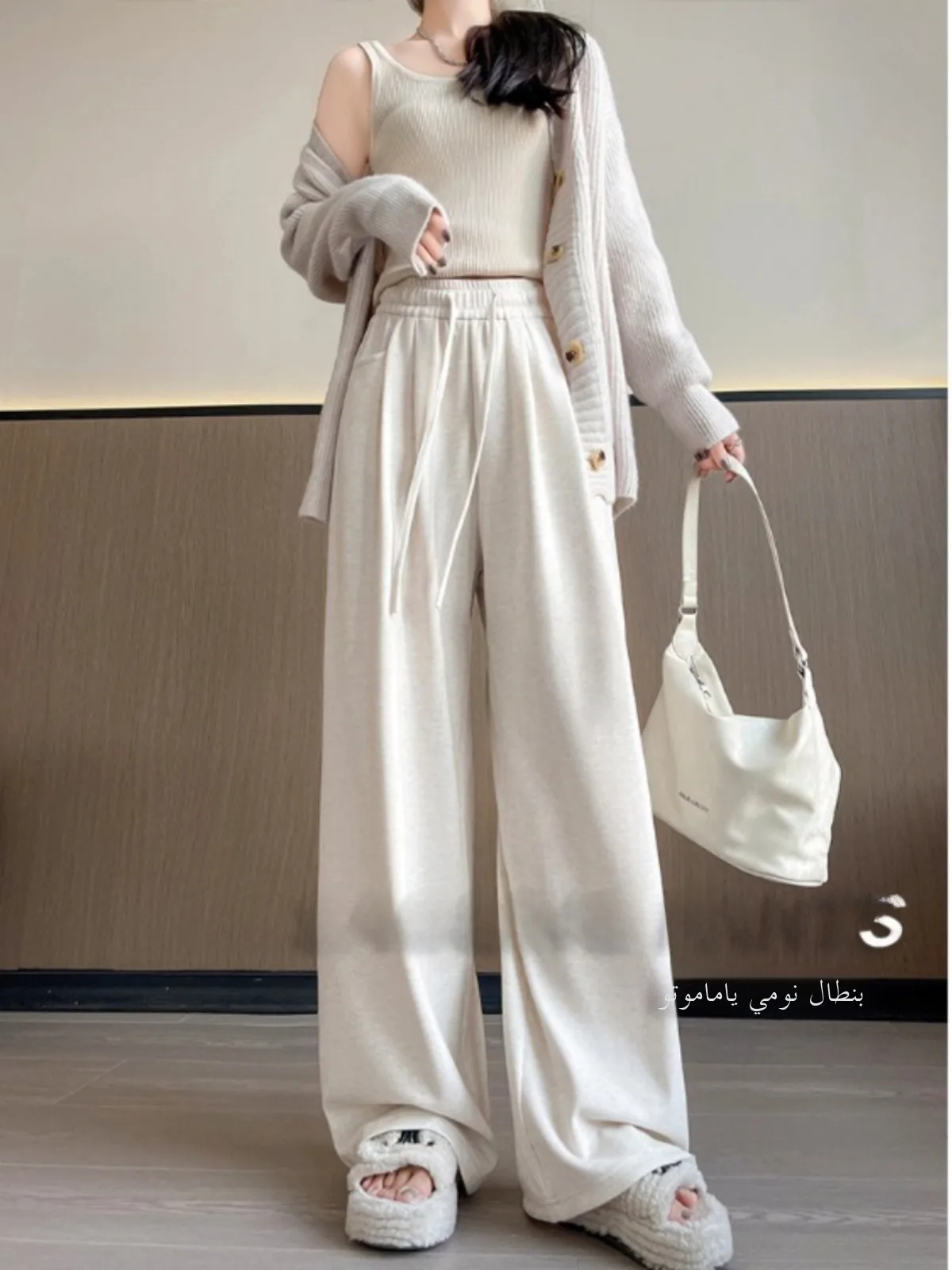 

Soft Wide Leg Rice Noodle Pants Women's High Waist Drapey Slimming Loose Casual Straight Leg Long Trousers Spring 2026 New Style