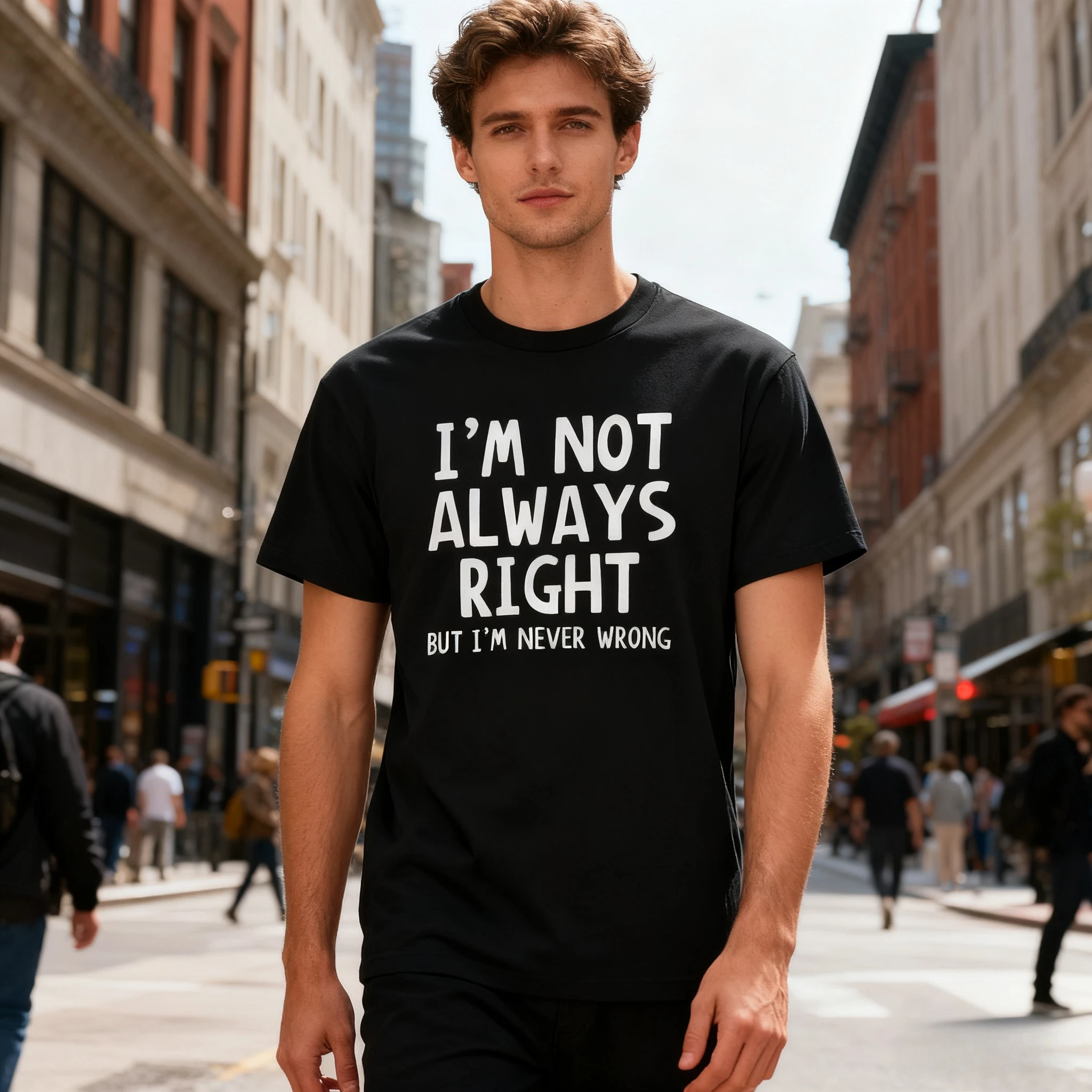 

I'M Not Always Right Letter Male T-Shirt High Quality T Shirts Summer Oversized Short Sleeve Clothes Cotton Loose Street Tops
