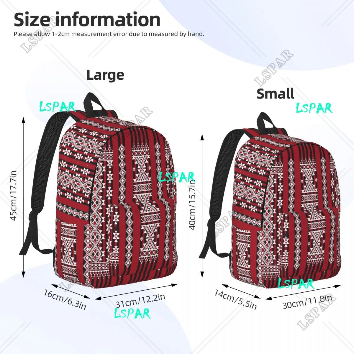 Personalized Red Kabyle Carpet Pattern Canvas Backpack Men Women Fashion Bookbag for College School Geometry Geometric Bags