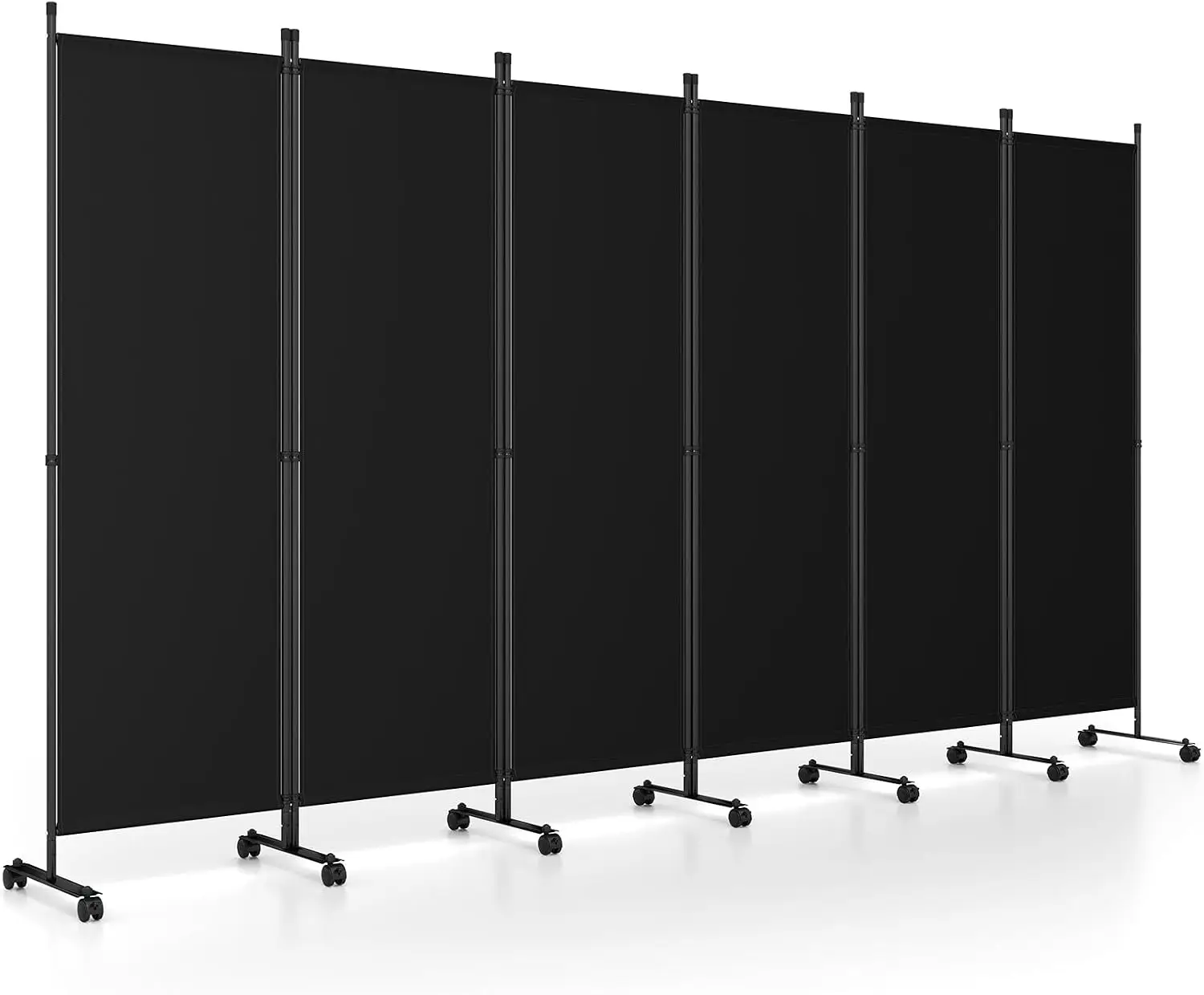 6 Panel Folding Room Divider with Wheels, 130