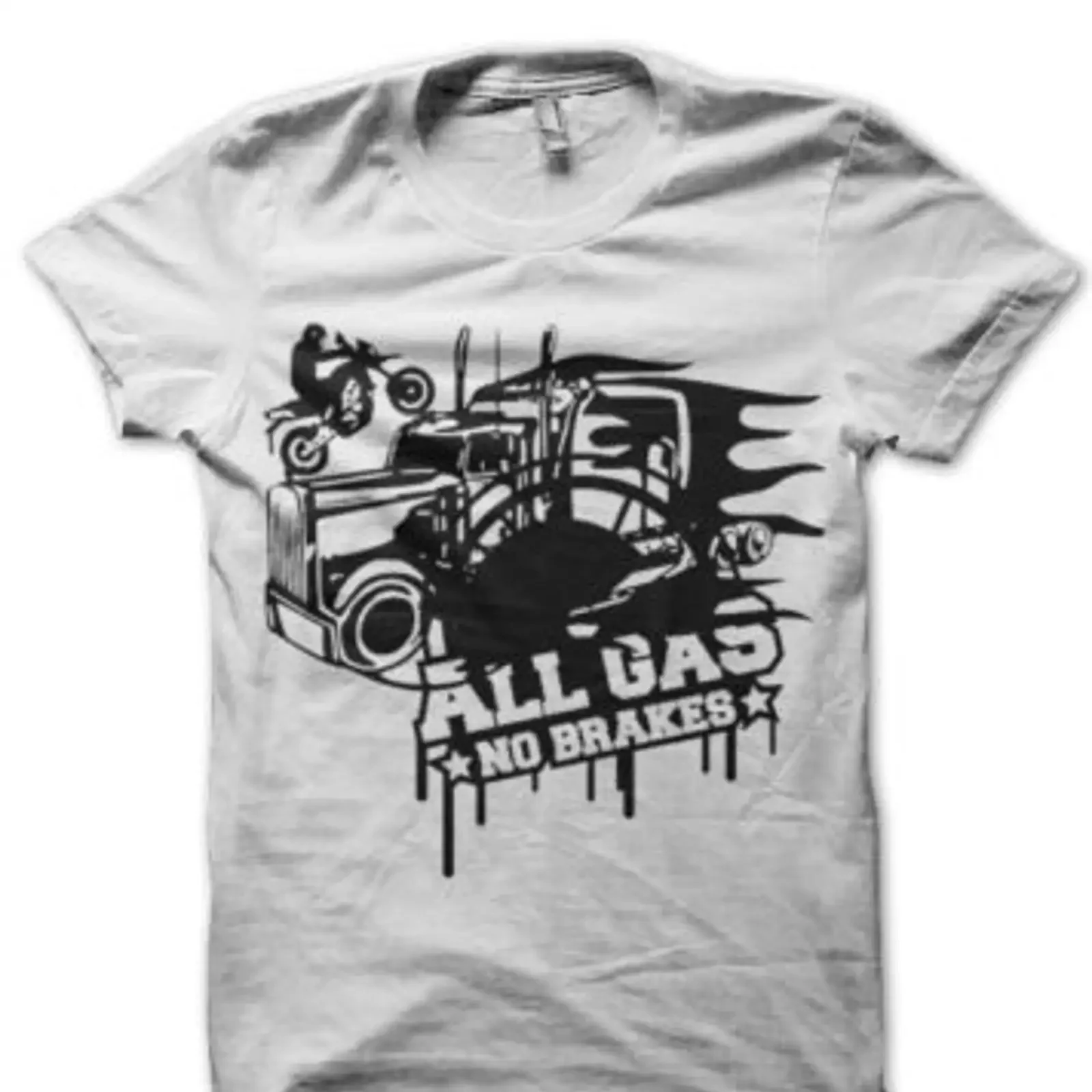 All Gas no Brakes T Shirt vintage Washed Stretched Breathable Casual graphic streetwear Soft Versatile Unisex homme fashion
