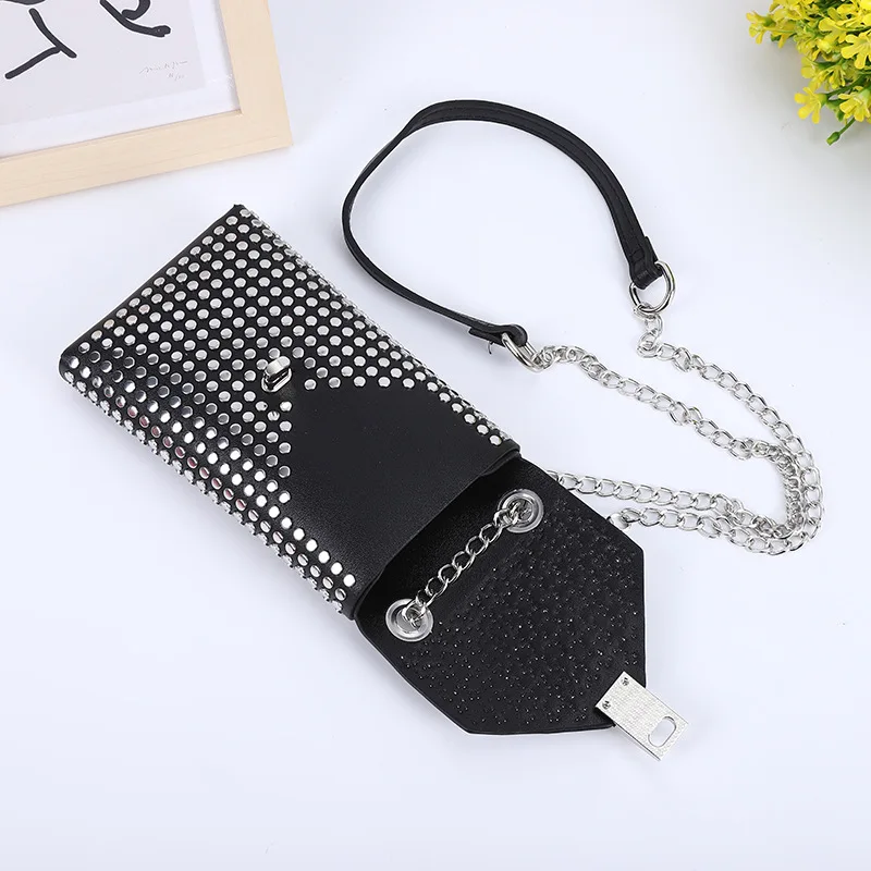 PU Leather Mini Women's Shopper Shoulder Bag Rivet Flap Chain Crossbody Bags Designer Purses and Handbags Female Retro Phone Bag