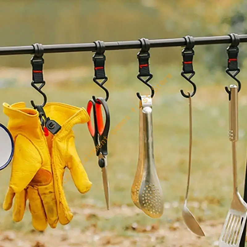 5Pcs Camping Moveable Hook Detachable S-Shaped Hook Windproofs Clothes Hook 55KD