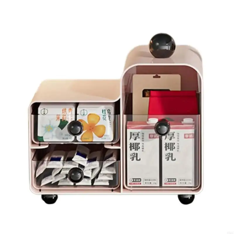 2025 New Coffee Creamer Holder سعة كبيرة 2 صندوق تخزين طبقة منظم أكياس الشاي الأنيق مع أدراج قابلة للإزالة شفافة #3