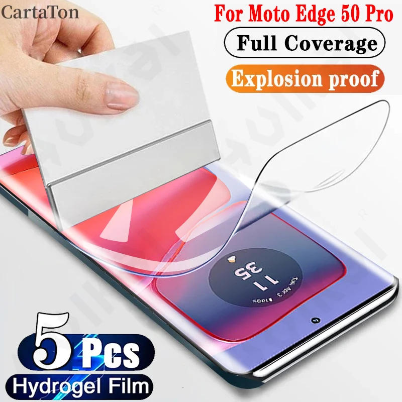 5 Pcs Hydrogel Film For Moto Motorola Edge 50 40 Pro Neo G34 G14 G54 4G 5G Anti-Spy Curved Screen Protector Full Protection