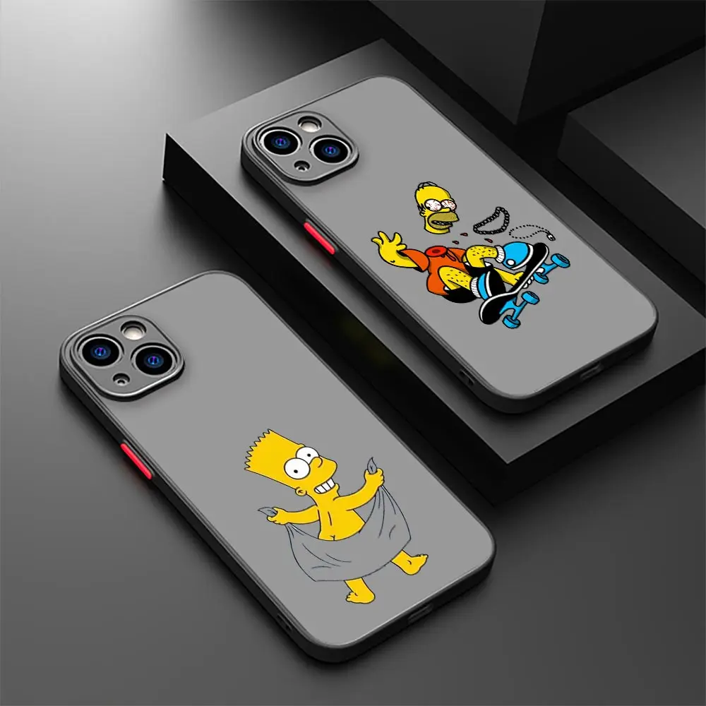 Funny Cute The S-Simpsons Anime Cqoue For iPhone 15 Pro Max Case For iPhone 11 12 13 14 15 Pro Max Mini SE 8 7 Plus Matte Cover image 2